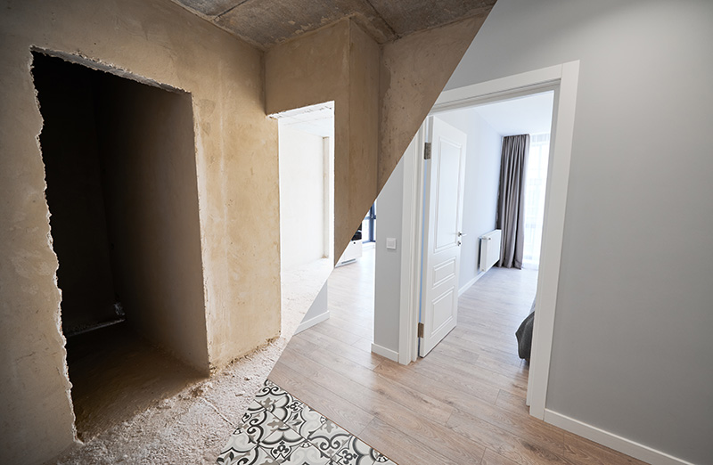 Before after of renovated home